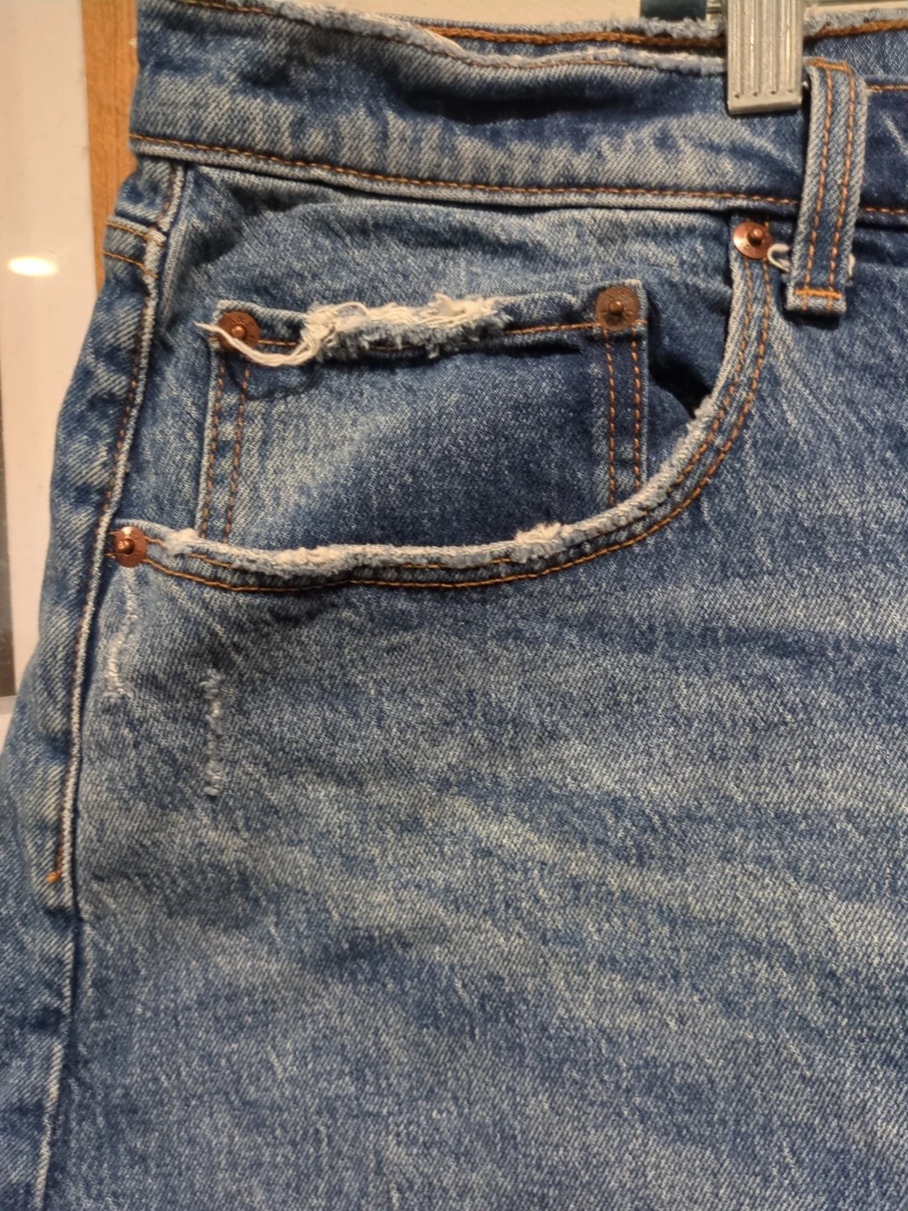 Abercrombie & Fitch The 90's Baggy Distressed Blue Denim Cutoff Shorts